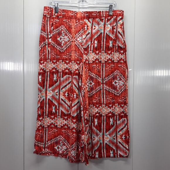 Cato Women's Orange Square Pants Capri Pants Elastic Waist Size L - Picture 2 of 13